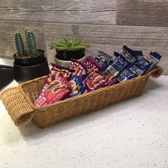 Vintage Rectangle Wicker Basket with Handles